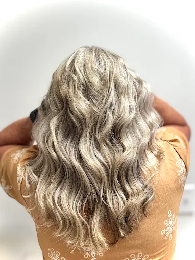 Silver and ash-blonde dimensional color at Miracles Salon & Spa in Shallotte, NC